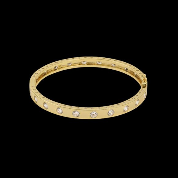 Melinda Maria Ashley Hinge Cuff Bangle Gold White CZ Diamondettes - Picture 2 of 3